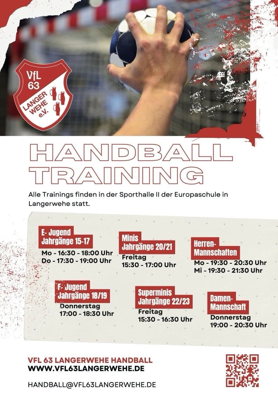 Neue Trainingszeiten nach den Osterferien der Nachwuchshandballer